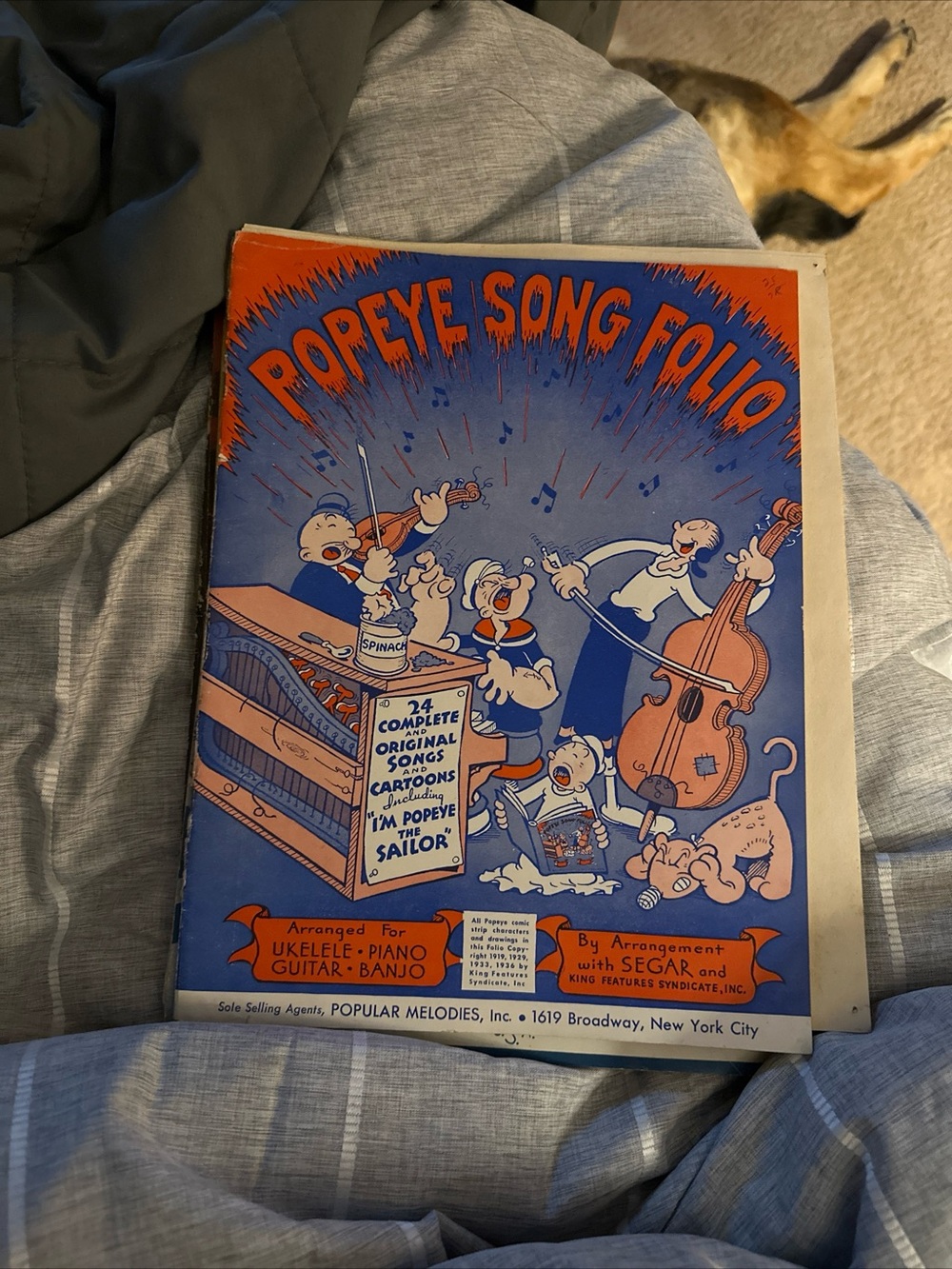 Popeye Song Folio Vintage Sheet Music - Blue & Orange Cover